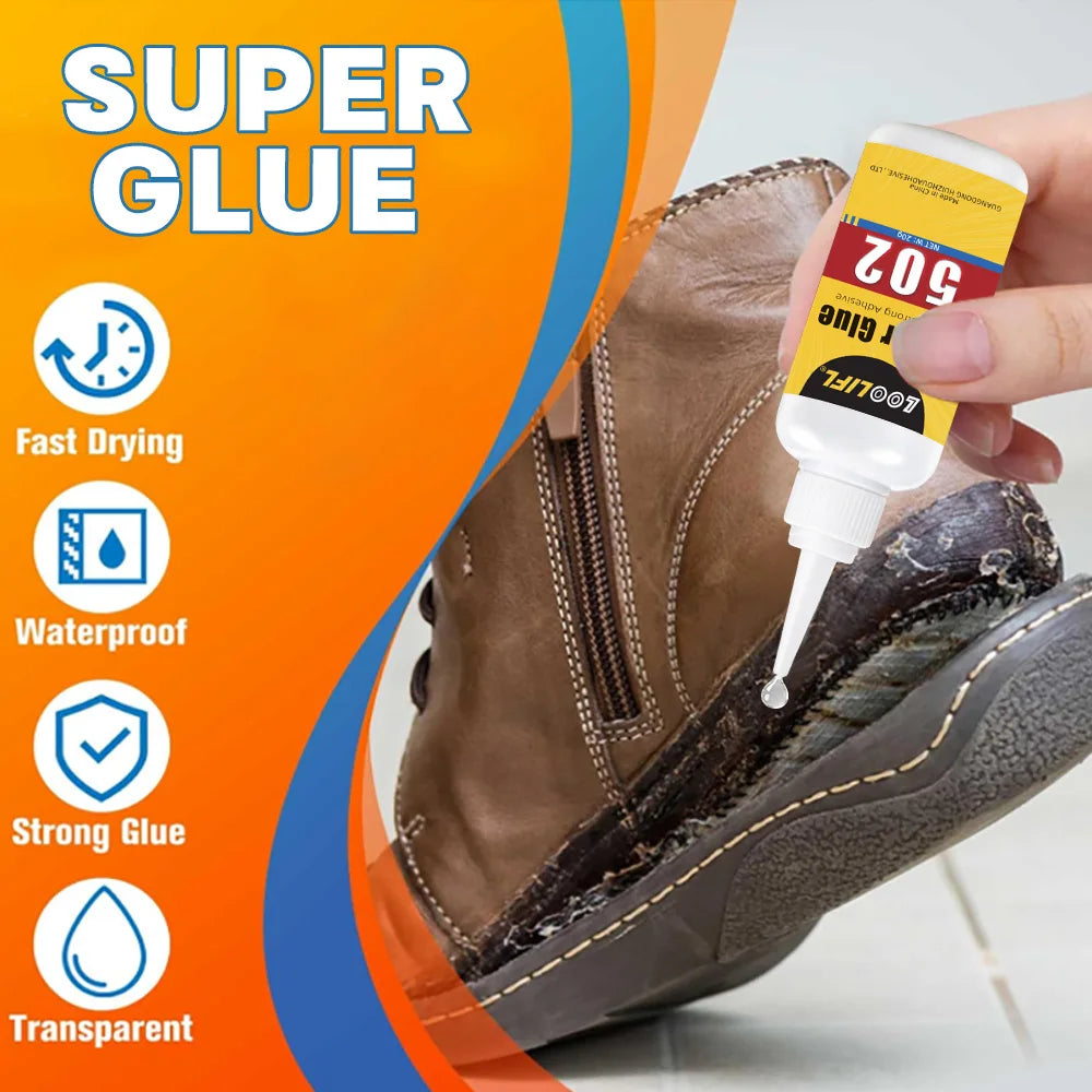 Loolifl 502 Super Glue 20g Instant Quick Dry Strong Cyanoacrylate Adhesive with Precision Nozzles Multi Purpose Household Repair