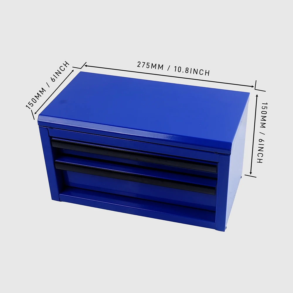 275MM Mini Metal Drawer Style Tool Storage Box Dark Blue 3 Layer Portable Top Opening Organizer for Easy Layered Sorting