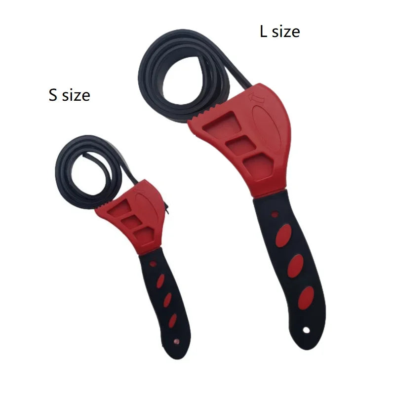 1Pcs 6/8inch Belt Wrench Oil Filter Puller Strap Spanner Chain Wrench Strap Opener, Adjustable Disassembly Tool