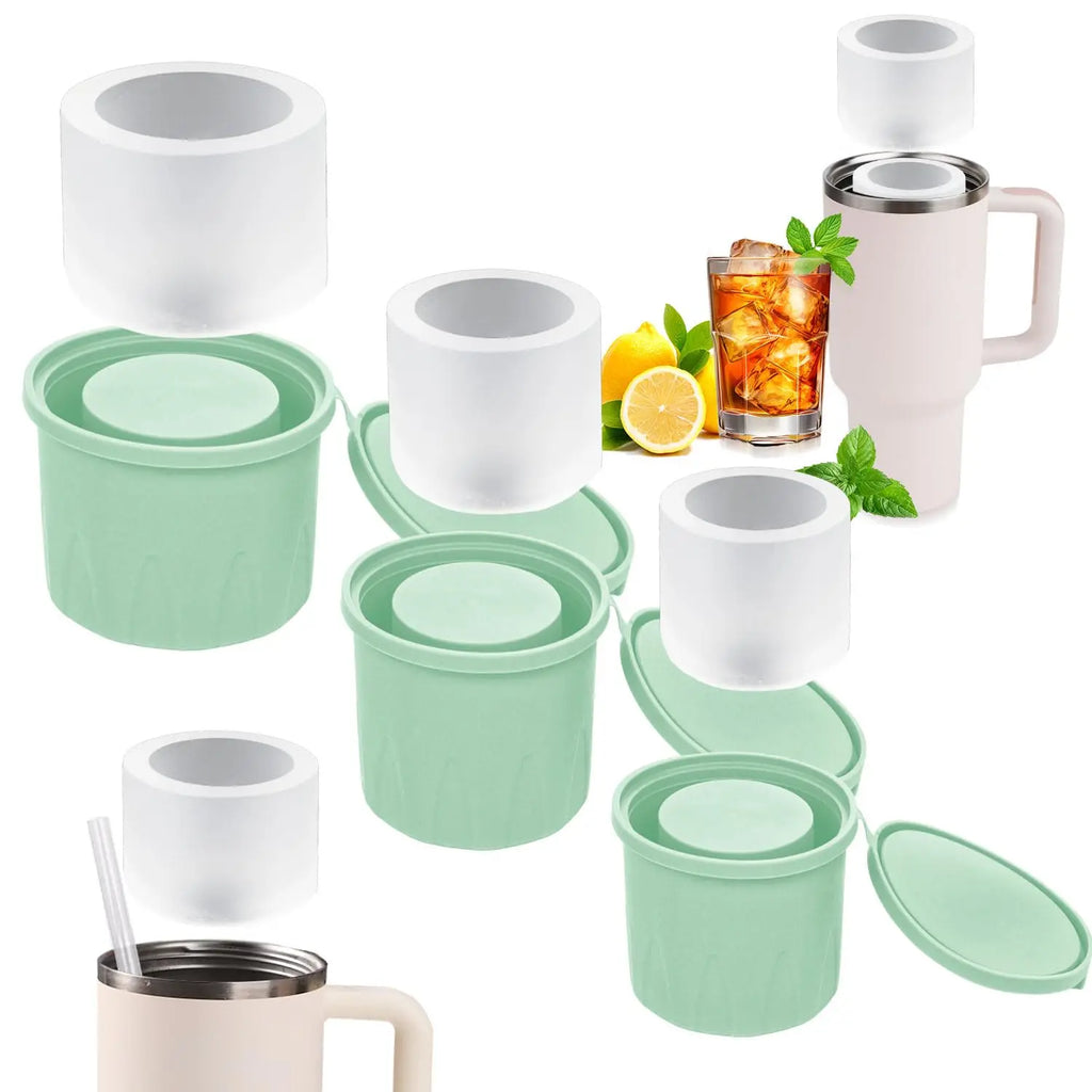 1-3 Pcs Silicone Ice Cube Trays For Stanley 20-40 Oz Tumbler Cup Cylinder Ice Maker Mold With Lid For Chilling Drinks Whiskey