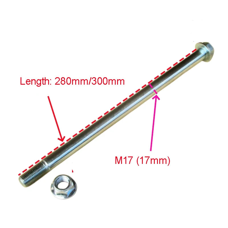 Motorcycle Wheel Axle M17 (16.7mm) 280mm/300mm for Honda Yamaha KTM Sym Loncin Motorbike Dirtbike Motocross Tricycle Hardware