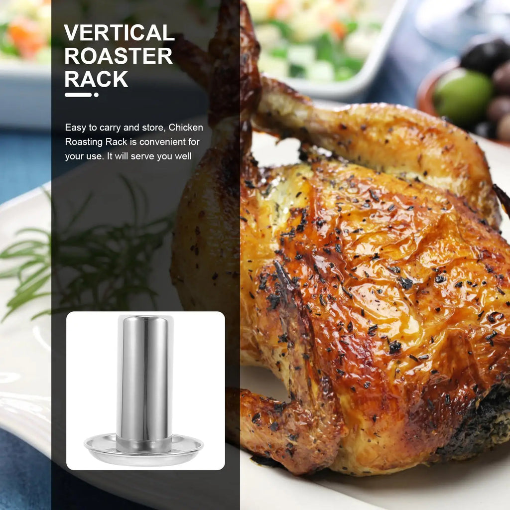 1PC Stainless Steel Beer Can Chicken Roaster Holder Rack Grill Drip Tray Vertical Turkey Stand Cooking Tool BBQ Shelf Roasting