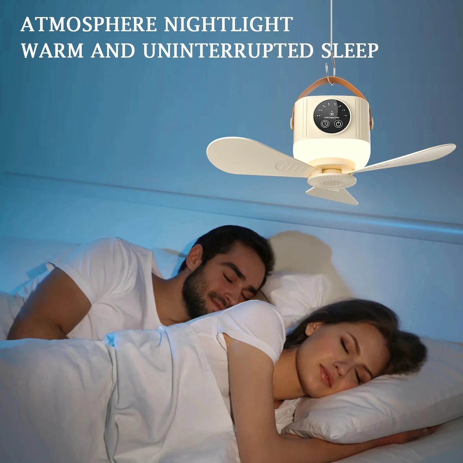 Portable Hanging Ceiling Fan with LED Light & Mosquito Repellent, Remote Control 12H Timing Mini Cooling Fan, Rechargeable Tent