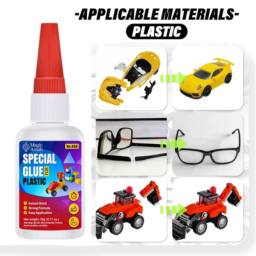 1-4Pcs Special Plastic Glue, Instant Bond Strong Adhesive for Toy Car, Glasses, Lego, DIY Crafts & Plastic Repairs