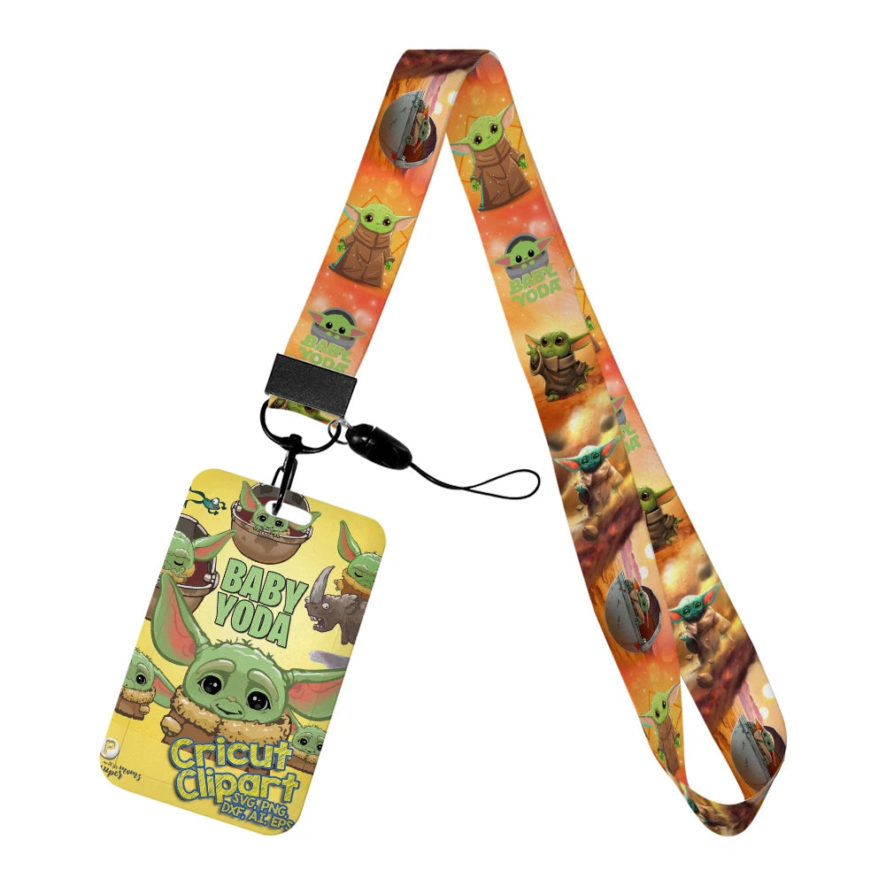 Cartoon Yoda Disney Card Holder Lanyards Minnie Card Holders Neck Strap for Keychain Kids Door Badge Holder Boy Girl Card Case