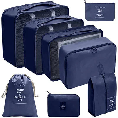 8/9PCS Set Packing Cubes For Travel Waterproof Clothes Underwear Shoes Toiletries Organizer Tidy Pouch Travel Storage Bag
