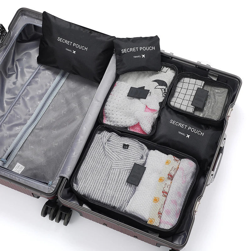 Waterproof luggage Clothing Underwear Storage Bag With Zipper Travel Storage Bag With large Capacity of 6 Pieces/set