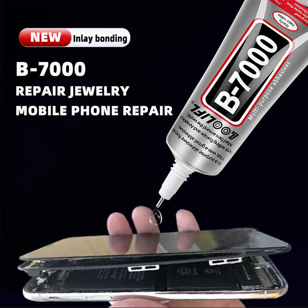 LOOLIFL 3 Pack 110ml B7000 Clear Glue, Multi-Purpose Adhesive with Rhinestones Kit, Precision Tips, Dotting Tools, Tweezers & Pencil for Bedazzling, Jewelry Making, Nail Art, Fabric, Shoes, Phone Repair & DIY Crafts