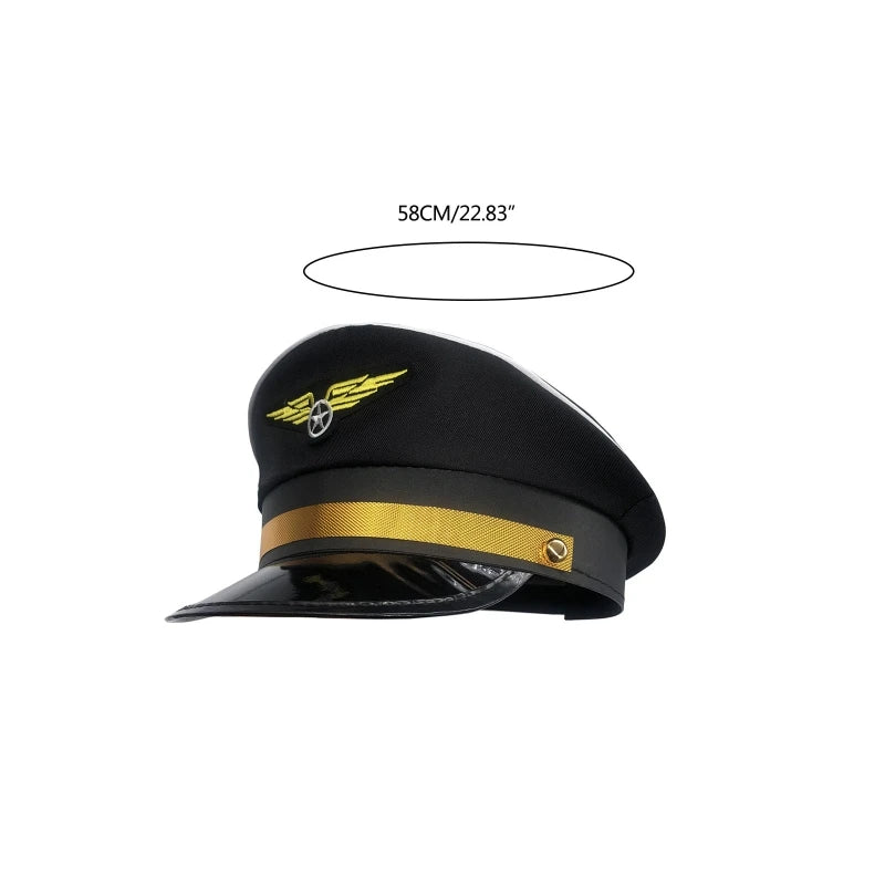 652F for Creative Pilot Hat Captain Cap Adjustable Octagonal Hat for Masquerade Party