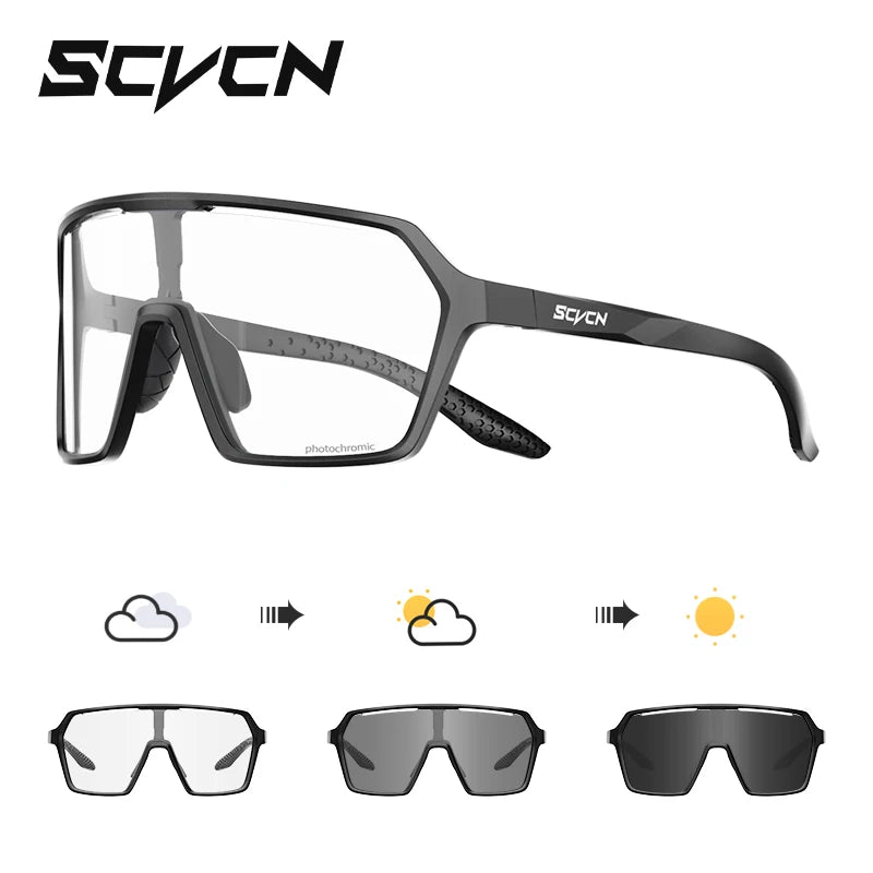 SCVCN Photochromic Hiking Cycling Glasses Outdoor Running Sunglasses Stylish Hiking Driving Glasses Casual Sports Sunglasses
