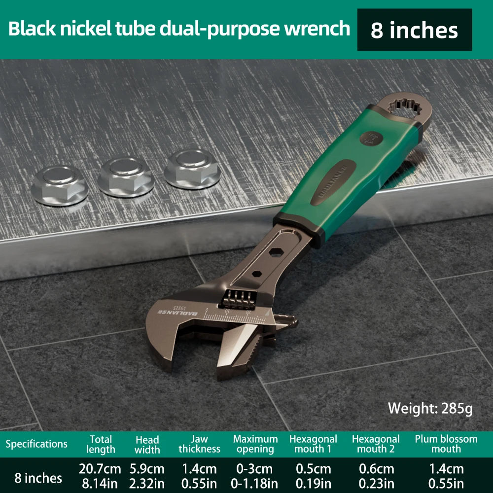 Black Nickel Adjustable Multifunction Wrench 8 /10 / 12 / 15 inch Rustproof Black Nickel Finish Auto Repair Hardware Tools