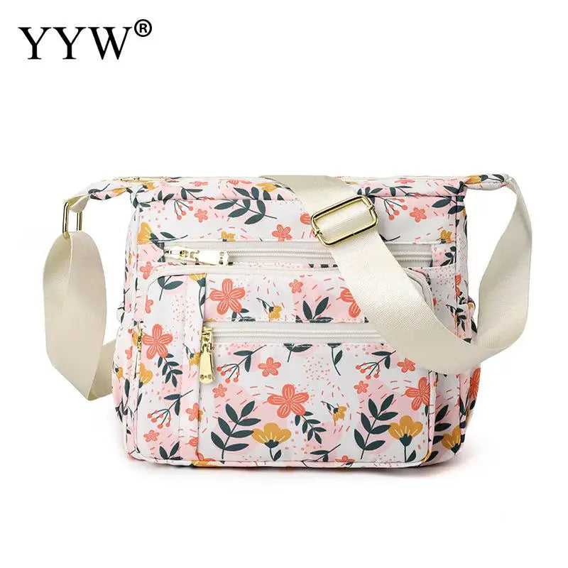 Women Satchel Nylon Cloth Leisure Shoulder Mom Bag Rural Style Floral Printing Crossbody Ladies Casual Shoulder Messenger Purse