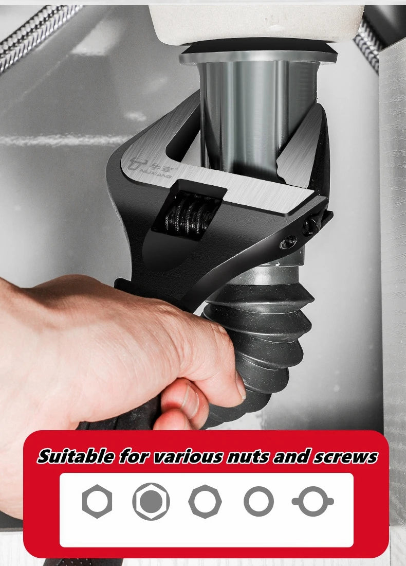 Adjustable Wrench Stainless Steel Universal Spanner Bathroom Wrench Large Open High Quality Plumbing Repair Tool Household