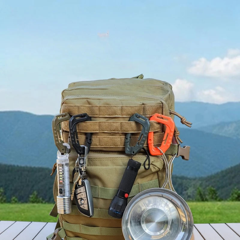 5Pcs Plastic Tactical Carabiners Fast Spring Hard Hook Buckle D-Clip For Molle Webbing Accessories Backpack/Vest/Belt
