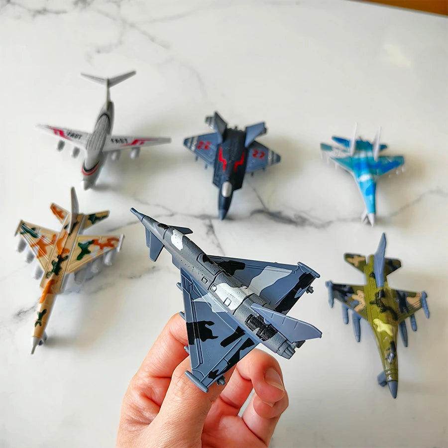 6pcs fighter plane combination toy children can coast home display collection decoration children birthday gift