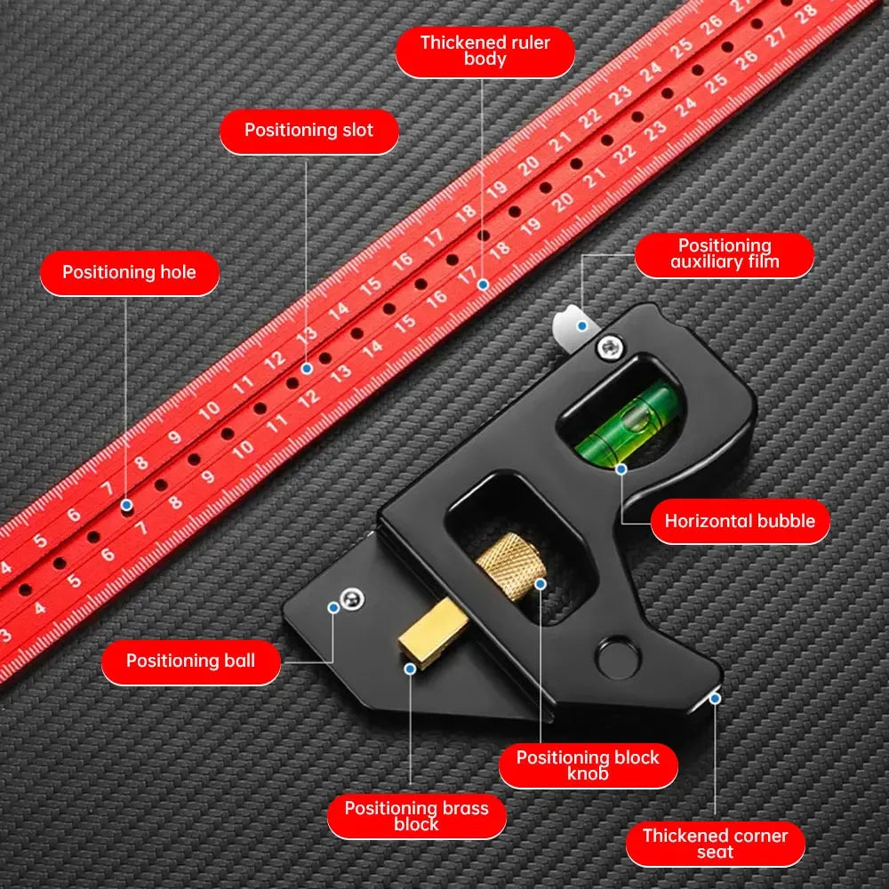 Gauges Heavy Duty High-precision Woodworking  aluminum alloy Multifunction Combined Angle Ruler 30/40cm Movable Angle Ruler