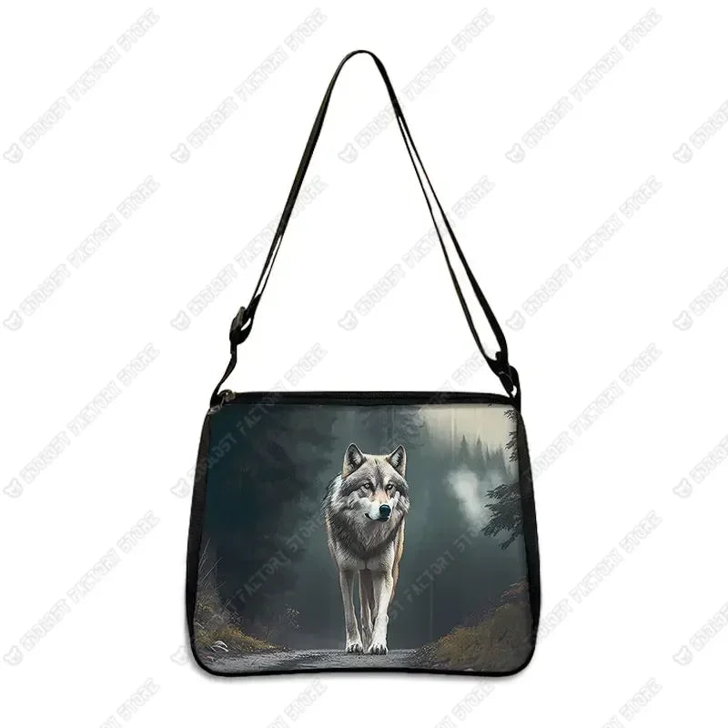 Howling Wolf Under The Moonlight Handbags Baby Wolf Messenger Bag Cool Howling Wolf Shoulder Bag Crossbody Bag Phone Holder