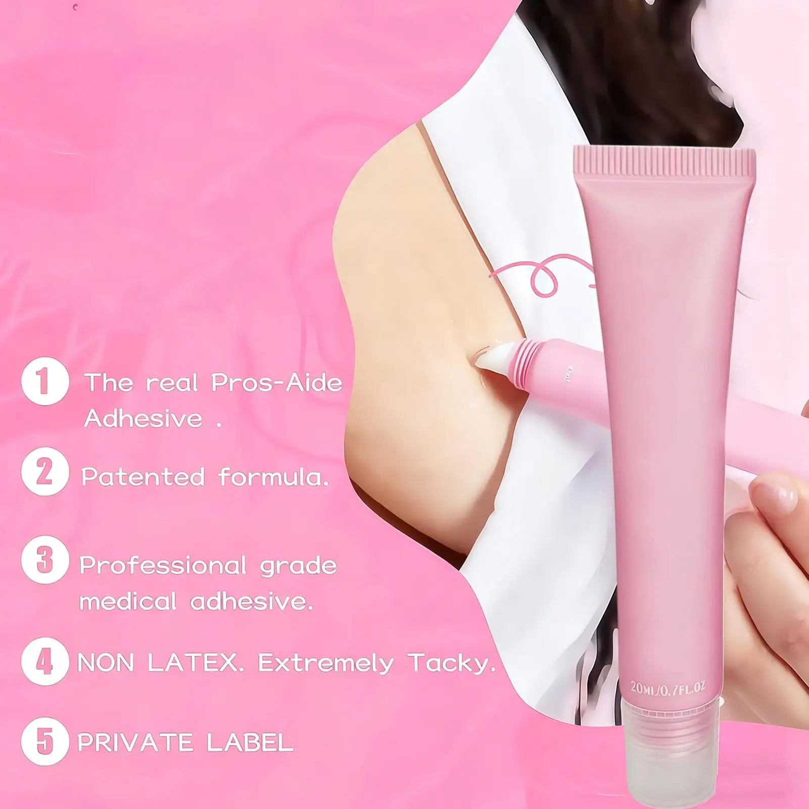Body Adhesive for Clothing Fast Drying Fabric-Safe 20ml Sweat Proof Washable Clothes Glue for Skin for Work Daily Commuting