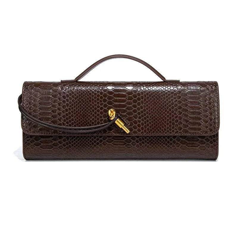 Women Luxury Design Top Handle Bag Evening Clutch Handbag Vintage Texture Crossbody Shoulder Long Purse For Lady Dinner Party