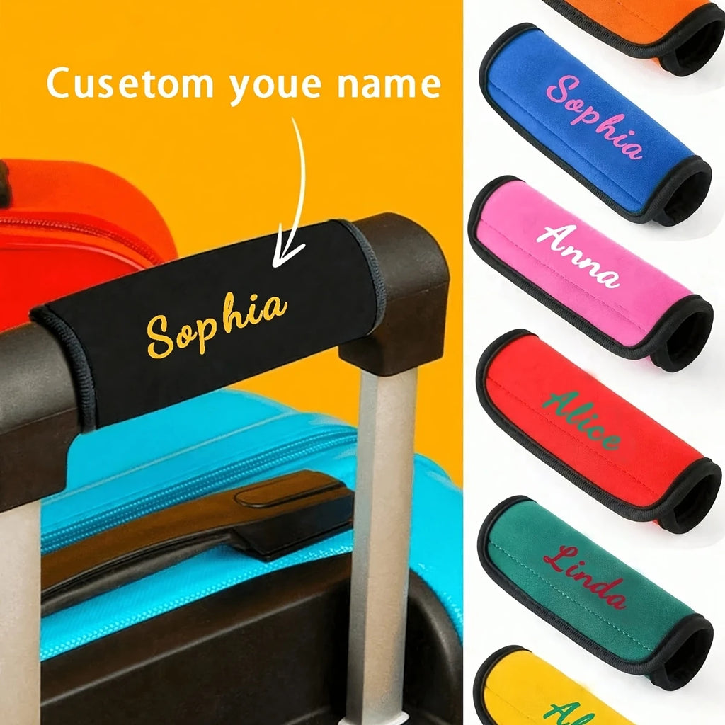 Custom Name Luggage Handle Cover, Custom Luggage Handle Cover with Text, Custom Luggage Wrap, Mother's Day Gift, Easter Gift