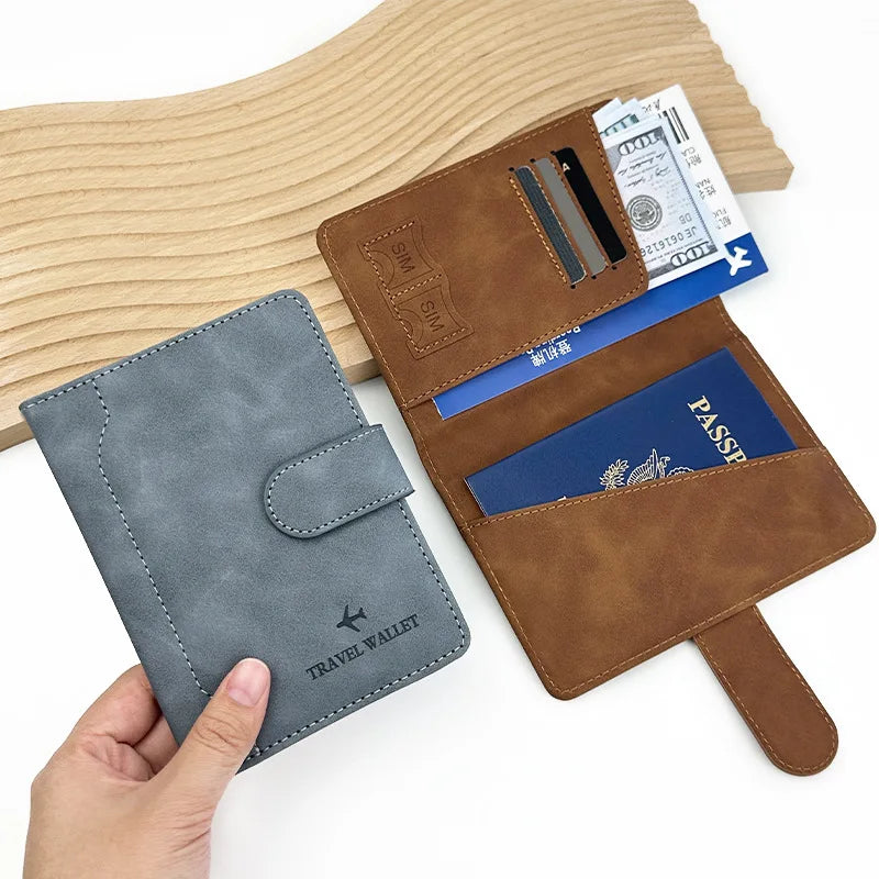 PU Passport Holder Travel Wallet Stop RFID Passport Covers Splicing Magnetic Buckle Passport Pouch ID Holder Air Ticket Holder