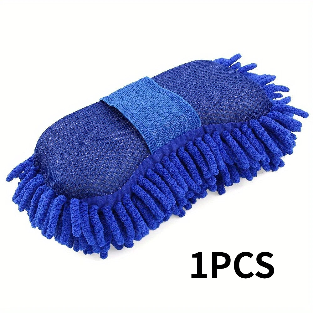 1/2pcsMicrofiber Car Cleaning Sponge  Tool for Auto, Home, and Motorcycle - Gentle on Surfaces, Removes Dirt and Grime with Ease