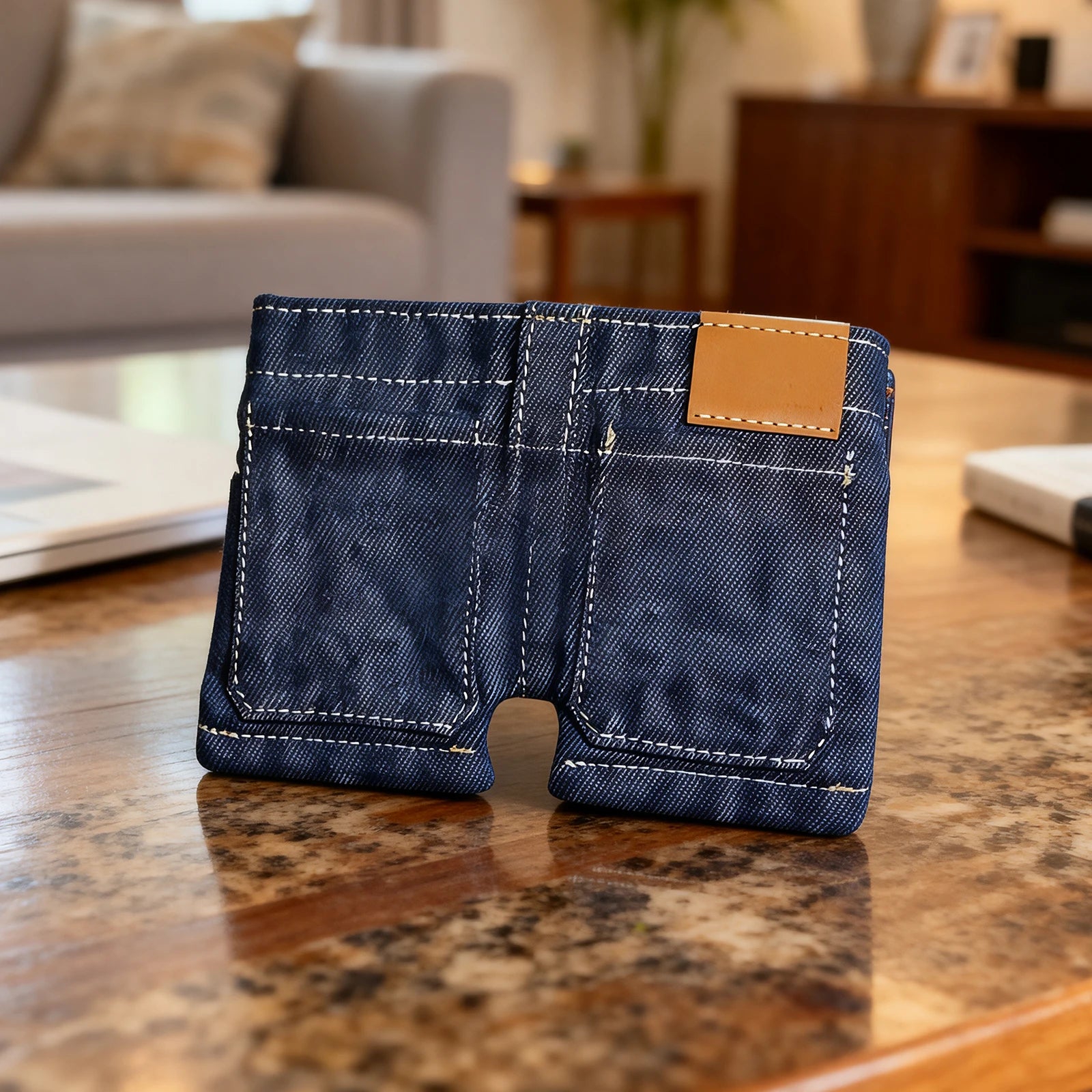 Compact Folding Card Holder Large Capacity Funny Jorts Style Denim Shorts Purse Slim Folding Card Holders for Novelty Gag Gift