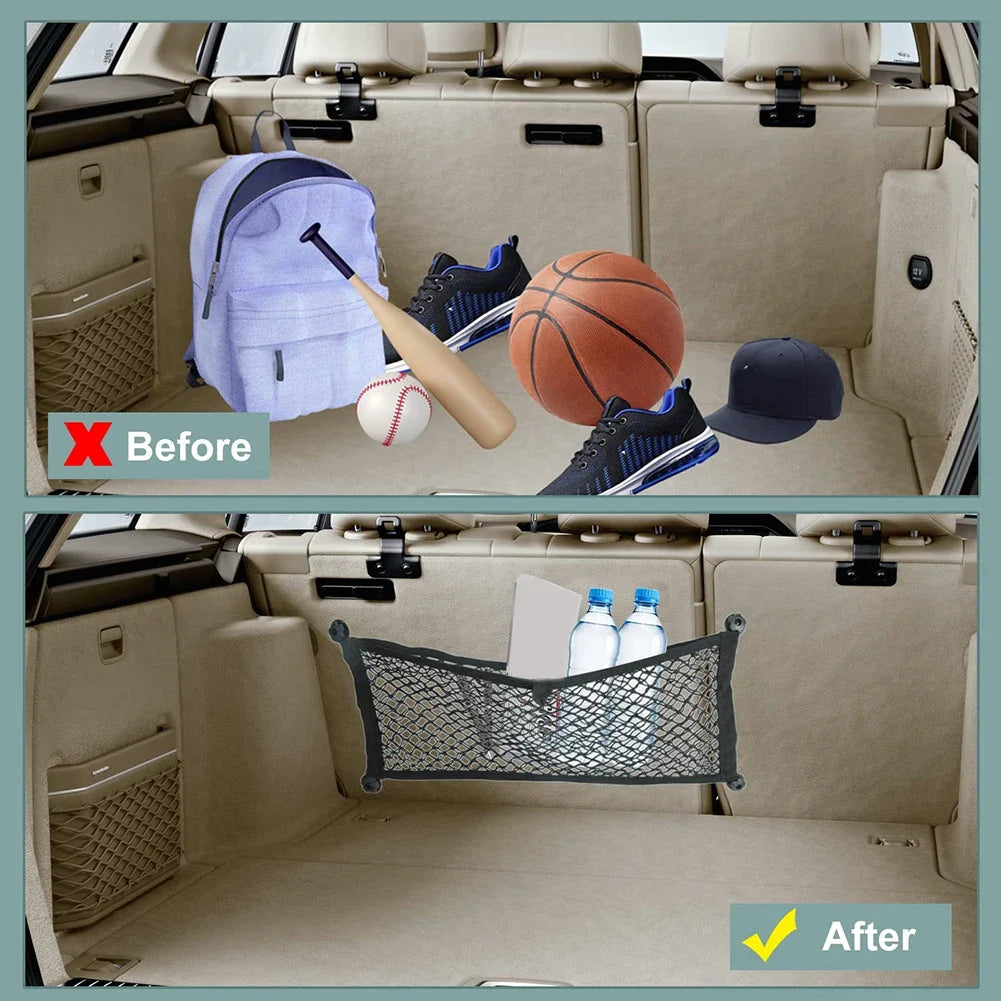 2PCS Stretchable Cargo Net Pocket Trunk Side Elastic Storage Mesh Bag Car Interior Supplies RV Accessories 25*60CM