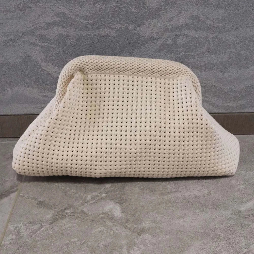 Durable Polyester Summer Beach Clutch Bag Elastic Soft Hollow Out Pouch Large Capacity Breathable Small Crochet Handbag Spring