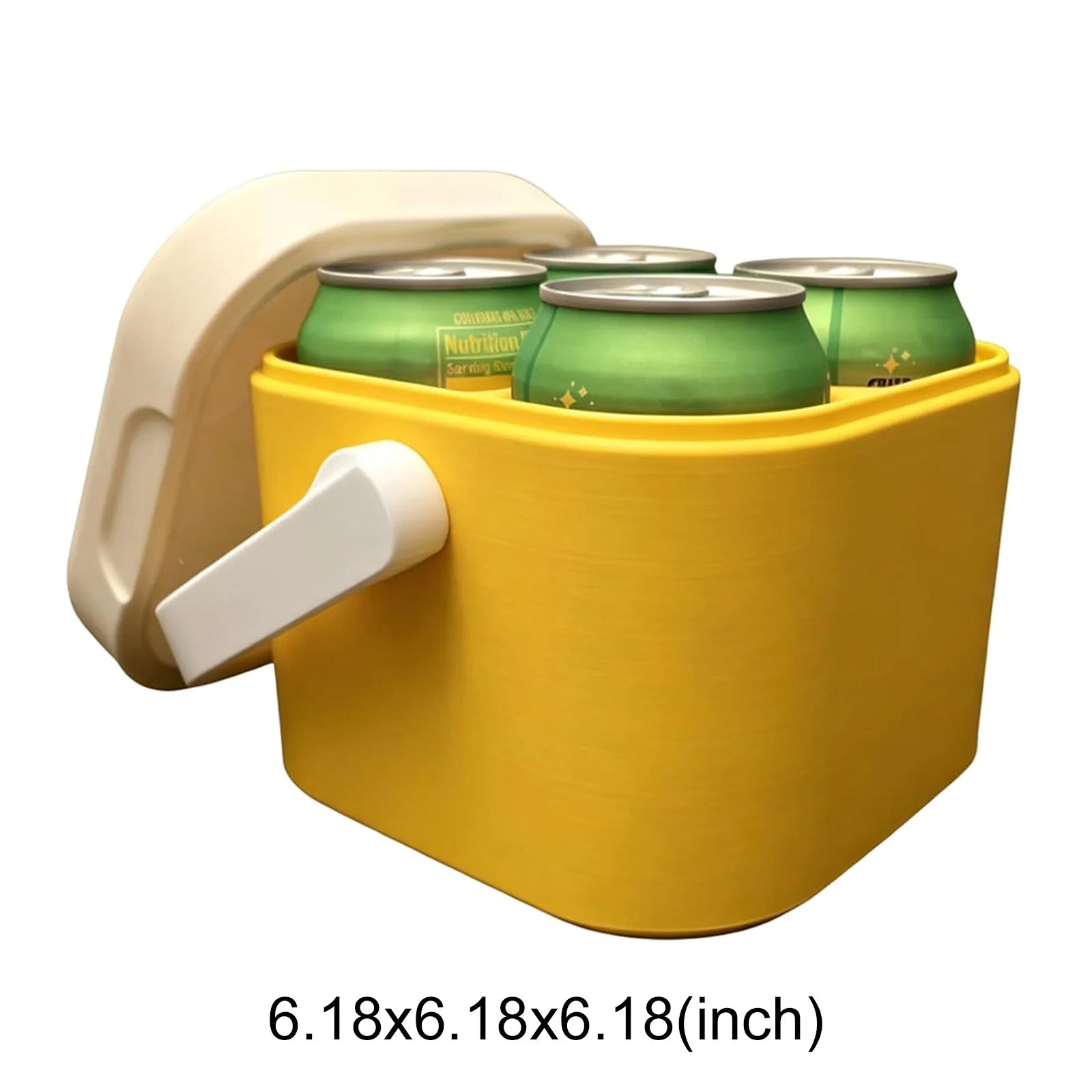 4 Can Drink Cooler Leak-proof Portable Beverage Box with Lid and Handle Lightweight Fridge for Beach Outdoor Road Travel Party