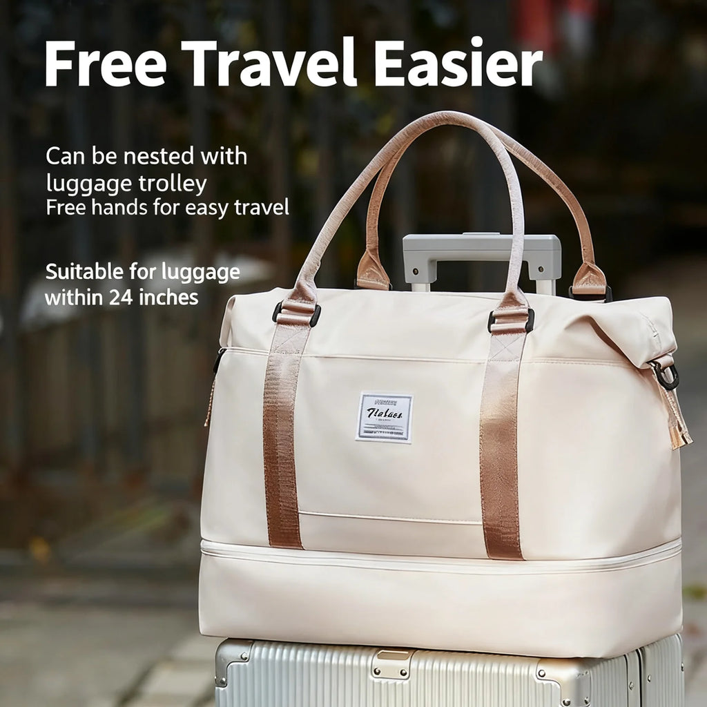 Travel Tote Bag, Lightweight Handbag with Shoe Compartment, Large Capacity Crossbody Shoulder Bag, Cabin Travel Bag, Sports Bag