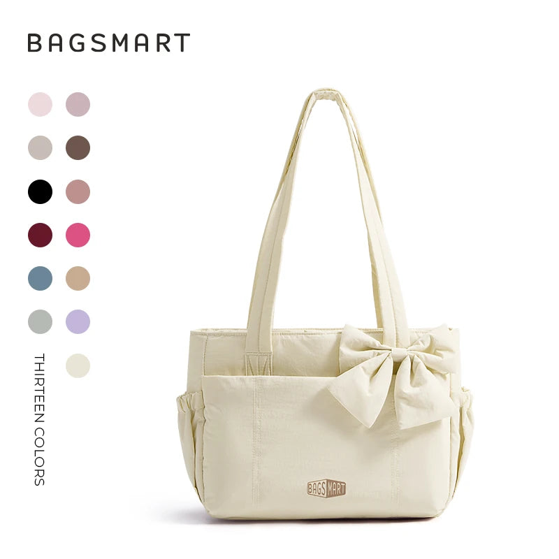 BAGSMART Tote Bag University Padded Shoulder Bag for Women Large Capacity Travel Handbag Daily Commute Women's Bag