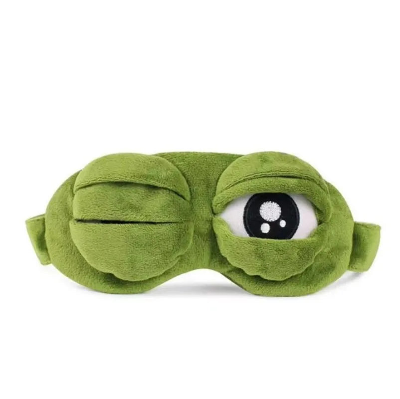 Cute Pepe Frog Sleep Eye Mask Plush Blindfold Super Soft Transformable Cover for Kids Teens Adults (Green)