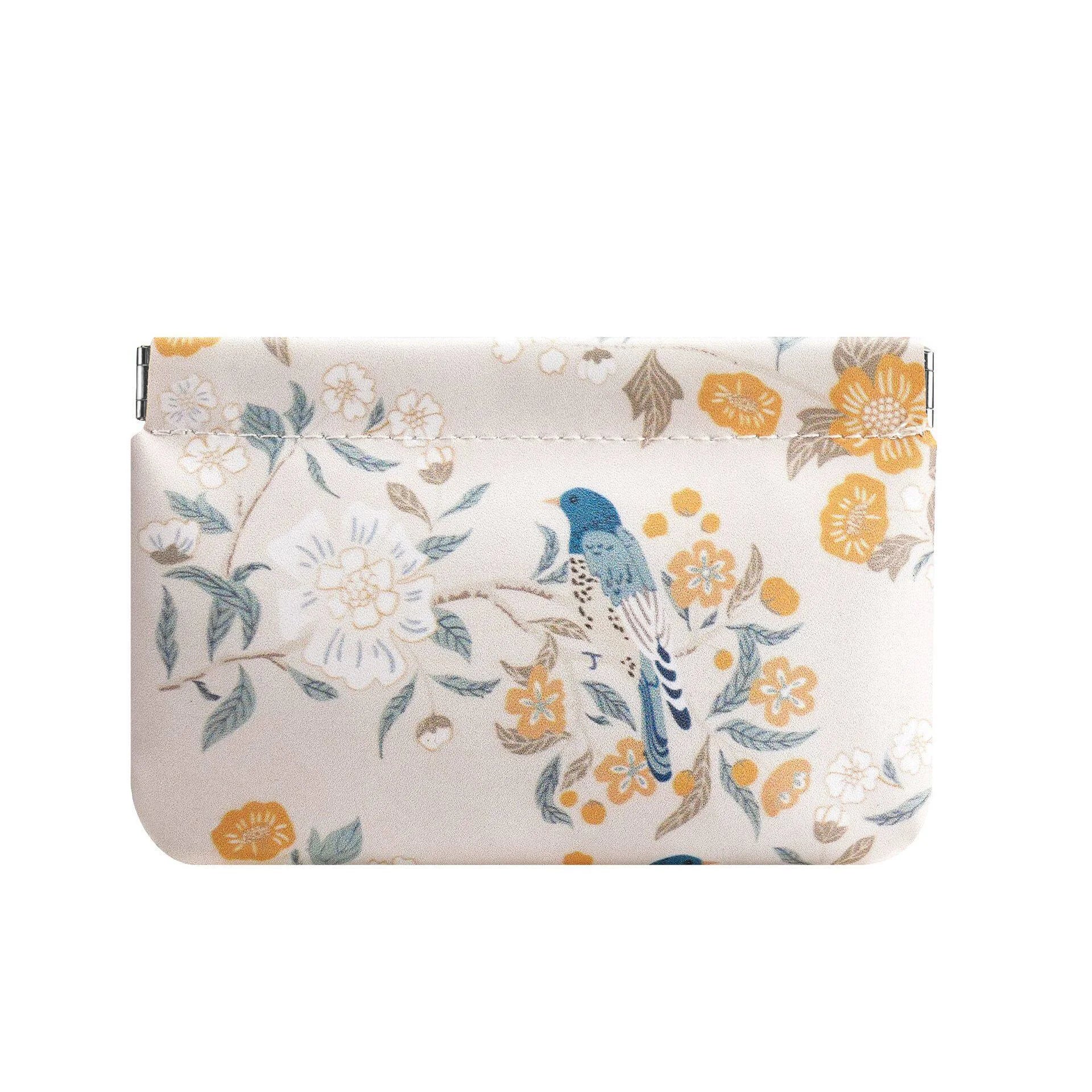 Chinese Floral Print Waterproof Auto-close Pouch, Multi-functional Portable Organizer for Cable Lipstick Coin Cosmetics