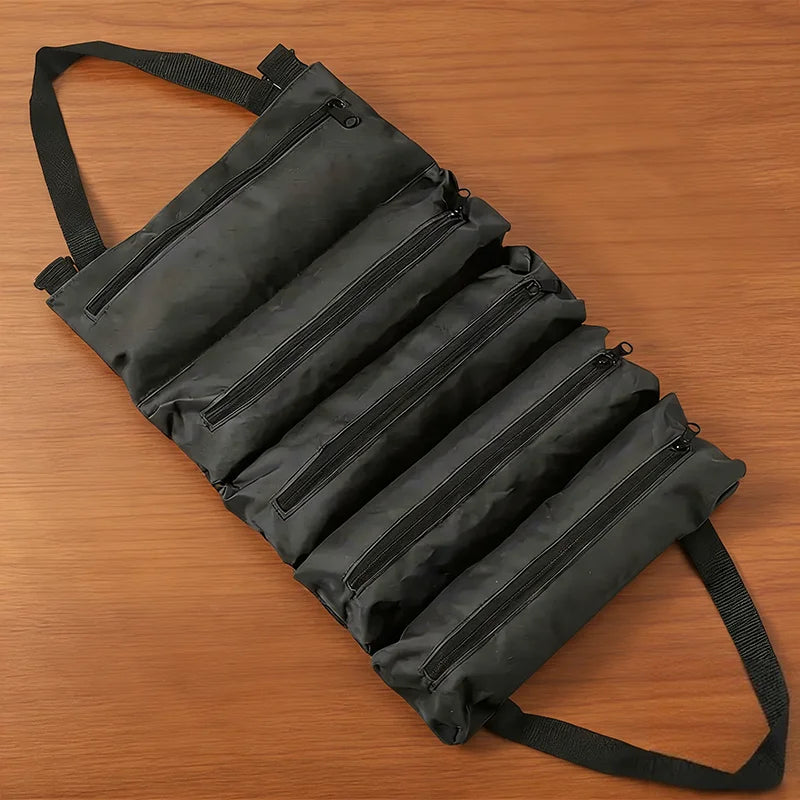Professional Tool Bag for Mechanics Electricians Carpenters Oxford Roll Up Organizer Garage Storage Portable Multiple Zipper