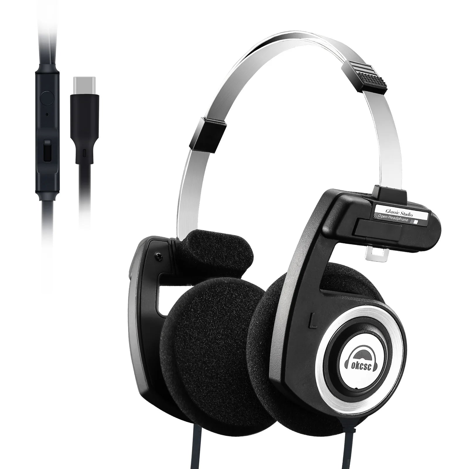 OKCSC Retro 3rd Generation Headphone Only Bluetooth Version 2-in-1 Wired/Wireless Earphones 40mm Driver Open End HiFi Headset