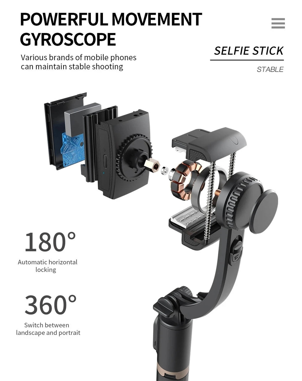 COOL DIER 2026 NEW Phone Gimbal Stabilizer Wireless Bluetooth Selfie Stick Tripod Stabilizer Holder Bracket for Smartphone Live