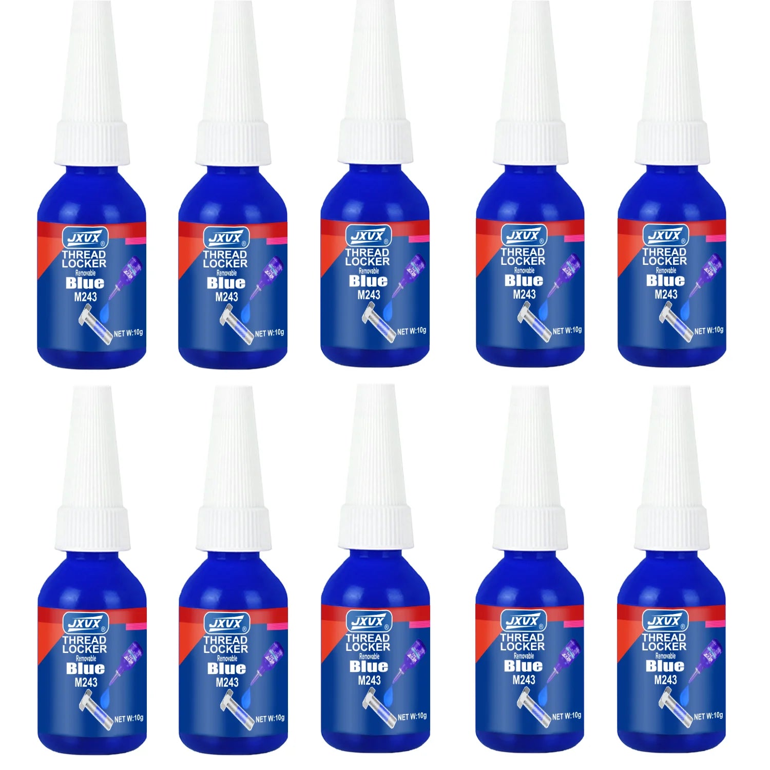 Blue Adhesive 10ml - High Strength Adhesive, High Temperature Resistant, Anti-Vibration, Specific for Metal Fasteners, Removable