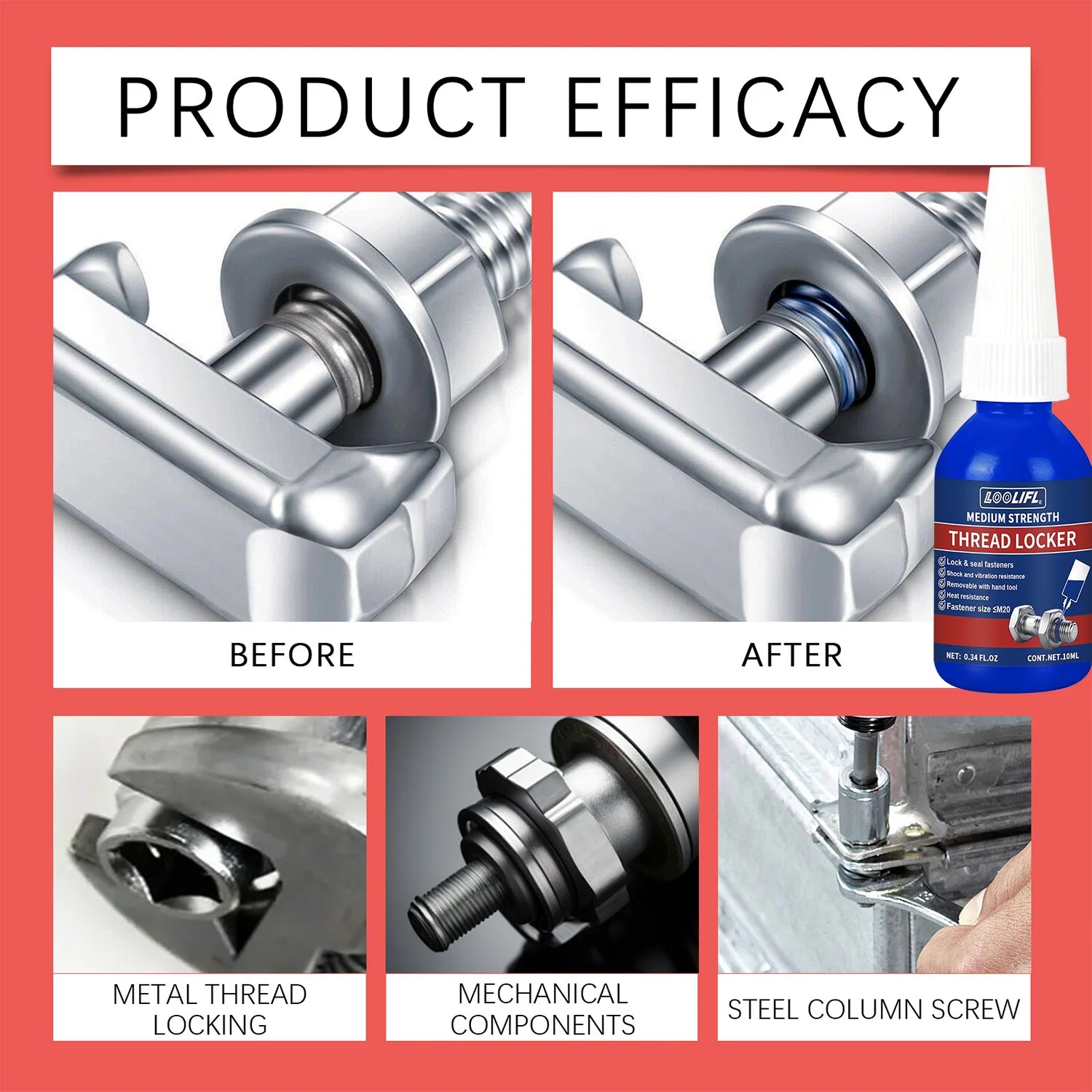7PCS Threadlocker Screw Glue Quickly Cured Thread Locking Agent Anaerobic Adhesive Corrosion-Resistant Anti-Loosening Glue