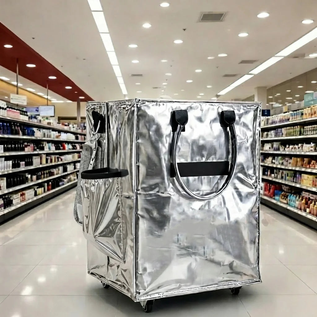 Foldable Wheeled Shopping Tote Bag Rolling Grocery Cart Bag Portable Travel Luggage Bag for Shopping Camping Travel Business