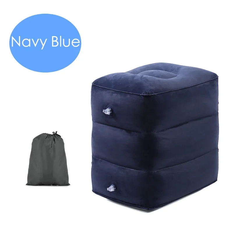 Inflatable Foot Mat Flocking High-speed Train Leg Pillow Portable Inflatable Footstool U-shaped Pillow Portable Car Footstool