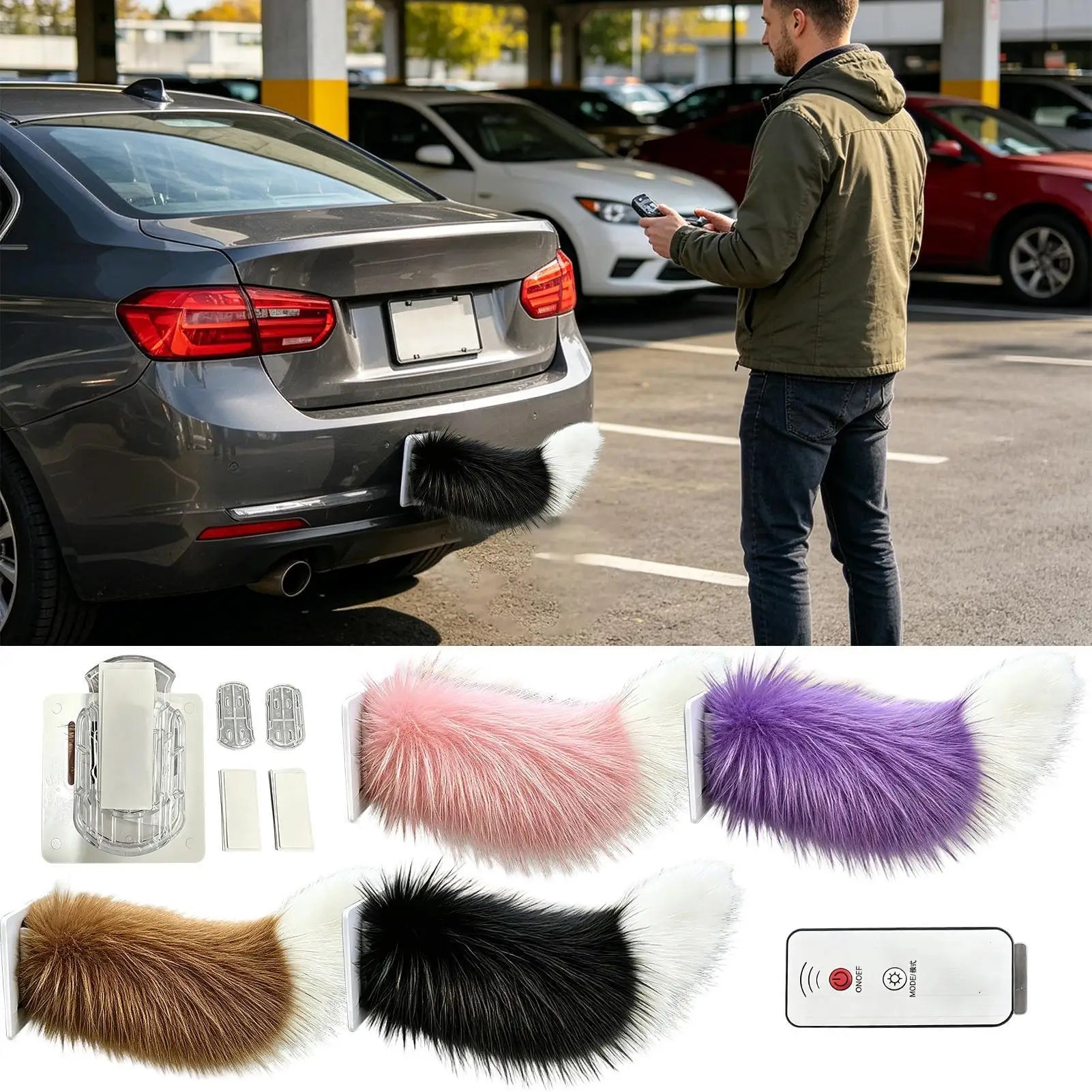 Remote Control Electric Wagging Tail for Cute Electric Wagging Plush Tail Decoration Universal for Motorcycle Animal Tail Access