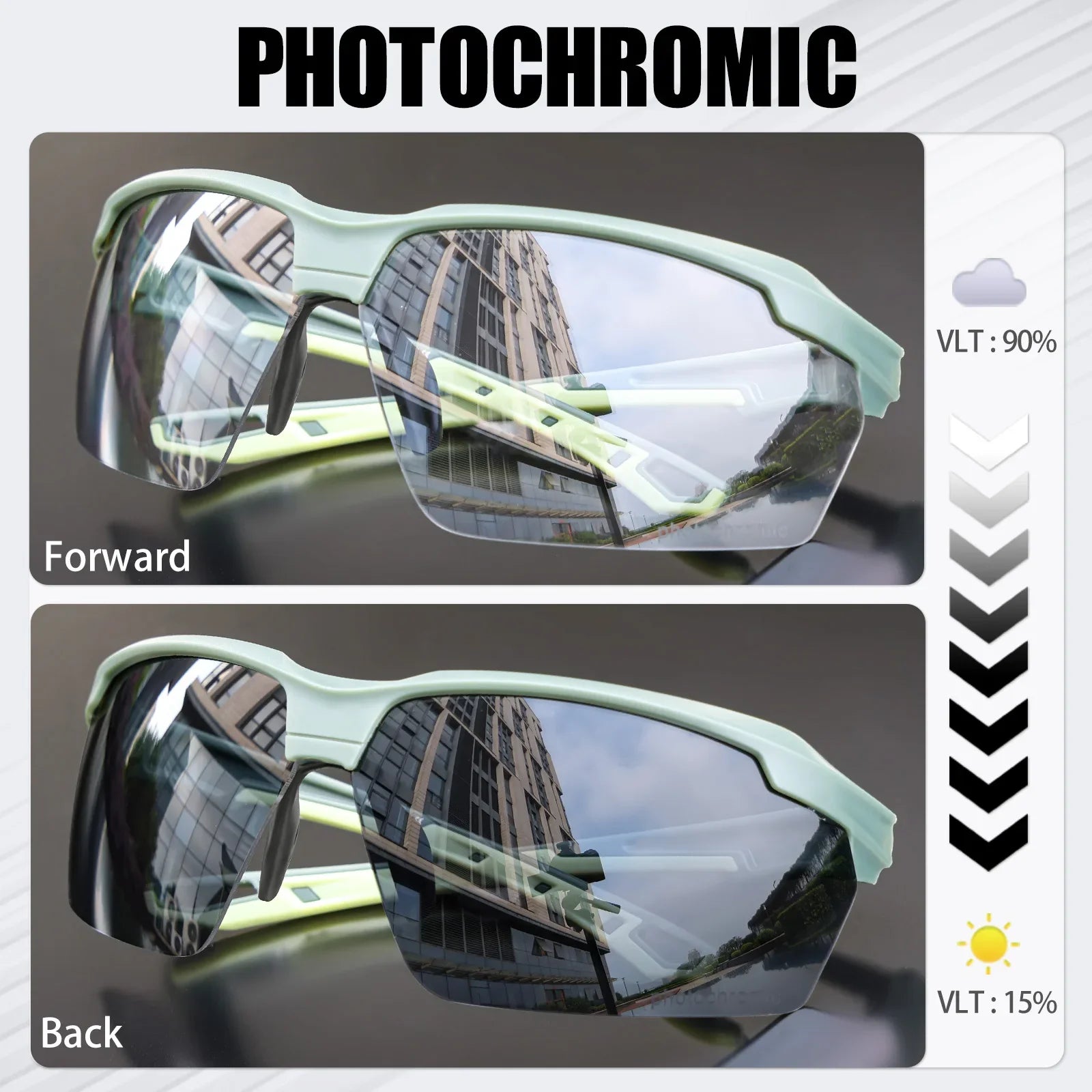 3PACKS SCVCN Hiking Eyewear Photochromic Cycling Sunglasses Glasses Bike MTB Bicycle Golf UV400 Sports Glasses for Men Women