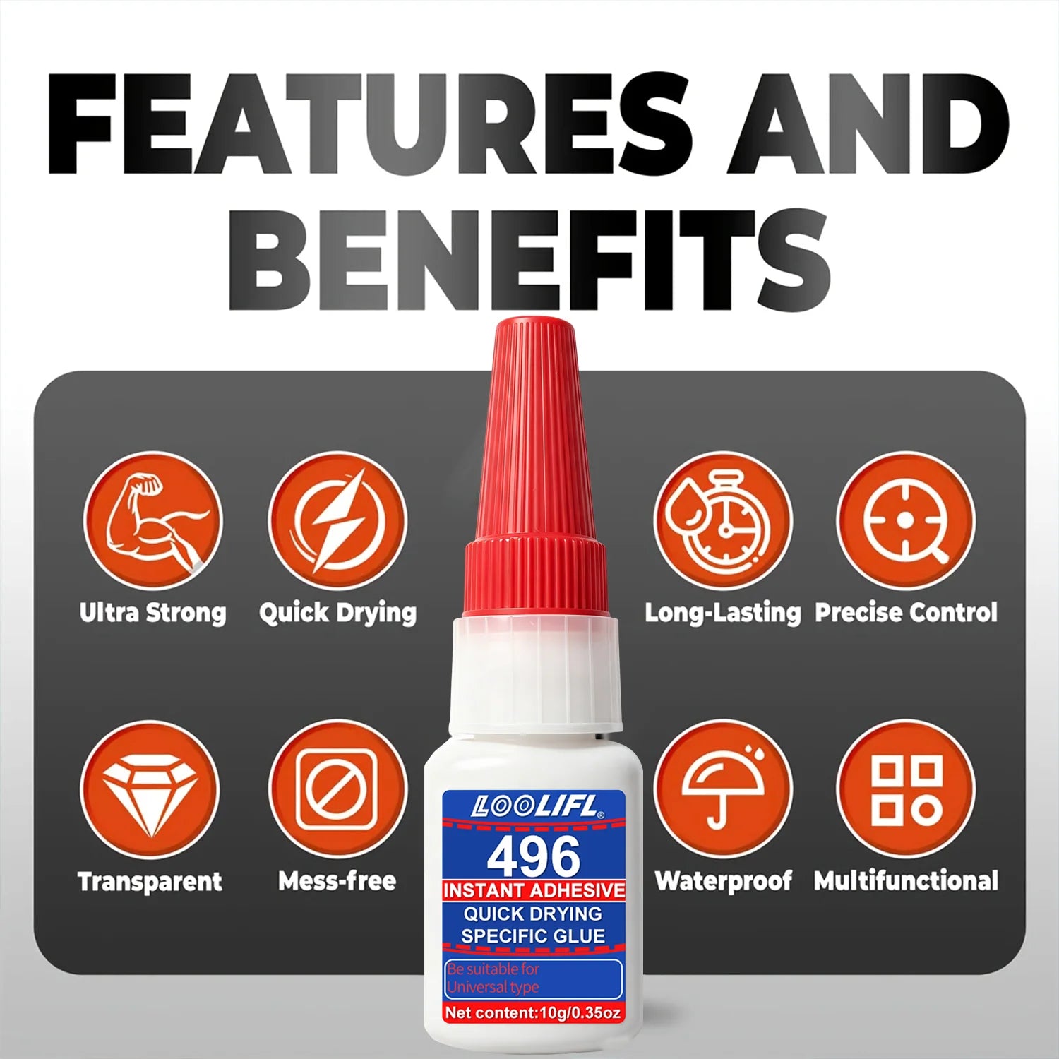 LOOLIFL 10ML Strong Adhesive Liquid Transparent Super Glue Instant Quick-Drying For Bond Plastic Wood Metal Crafts Repair Tools