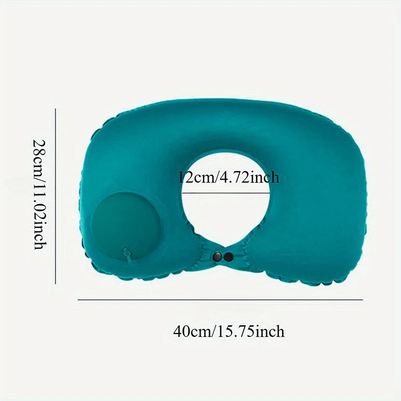 Car Portable Neck Protection U-shaped Compression Inflatable Pillow, Outdoor Nap, Camping, Travel Flocking PVC Airplane Pillow