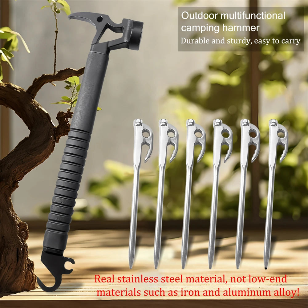 1/6/7PCS, Outdoor Multifunctional Hammer Hammer Hand Tool Fire Rescue Tool Outdoor Survival Tactical Axes Outdoor Tools