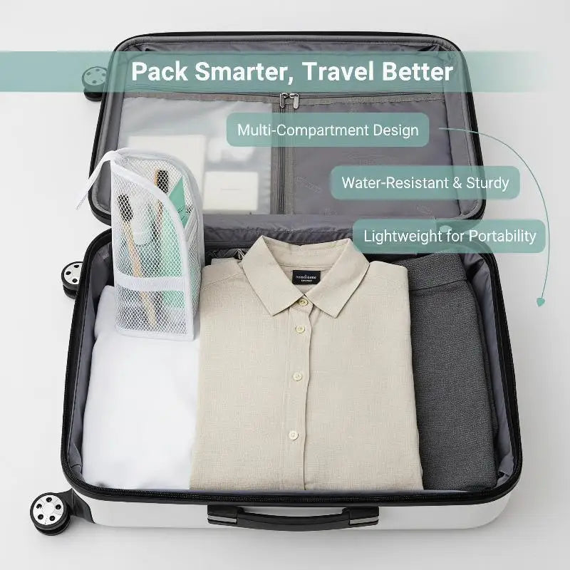 [CL]Breathable Mesh Travel Toiletry Bag With Stand Up Design Storage Pockets For Vacation Business Trip