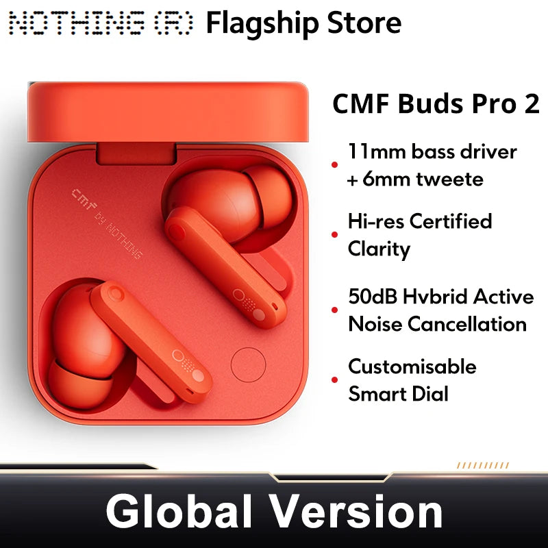 Nothing CMF Buds Pro 2 Nothing Earphone Bluetooth 5.3 with 50 dB Hybrid Active Noise Cancellation 6 HD MICS IP55 Global Version