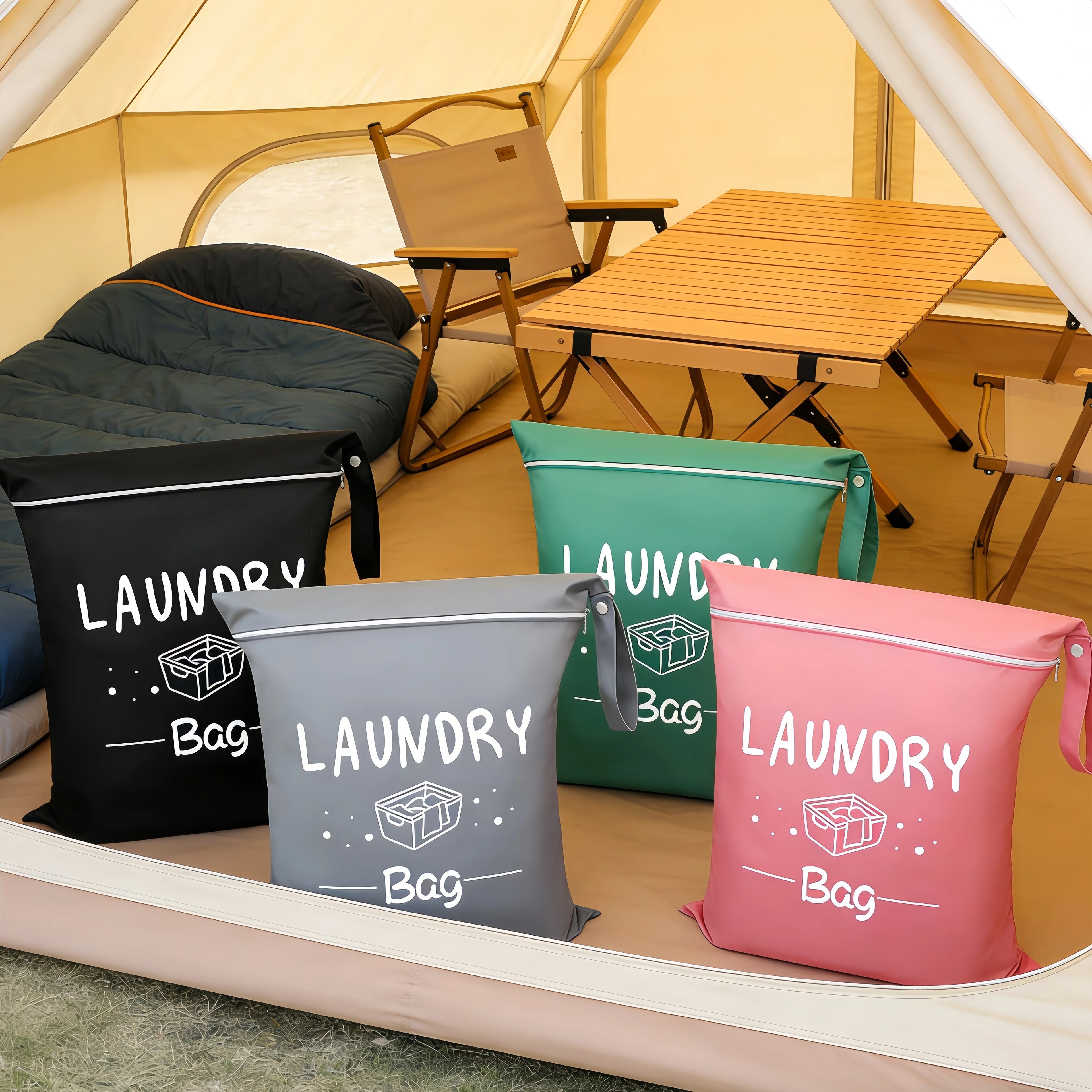 Large capacity 38*48cm travel laundry bag, with double handles for portability and stain resistance, adjustable handle zipper, w
