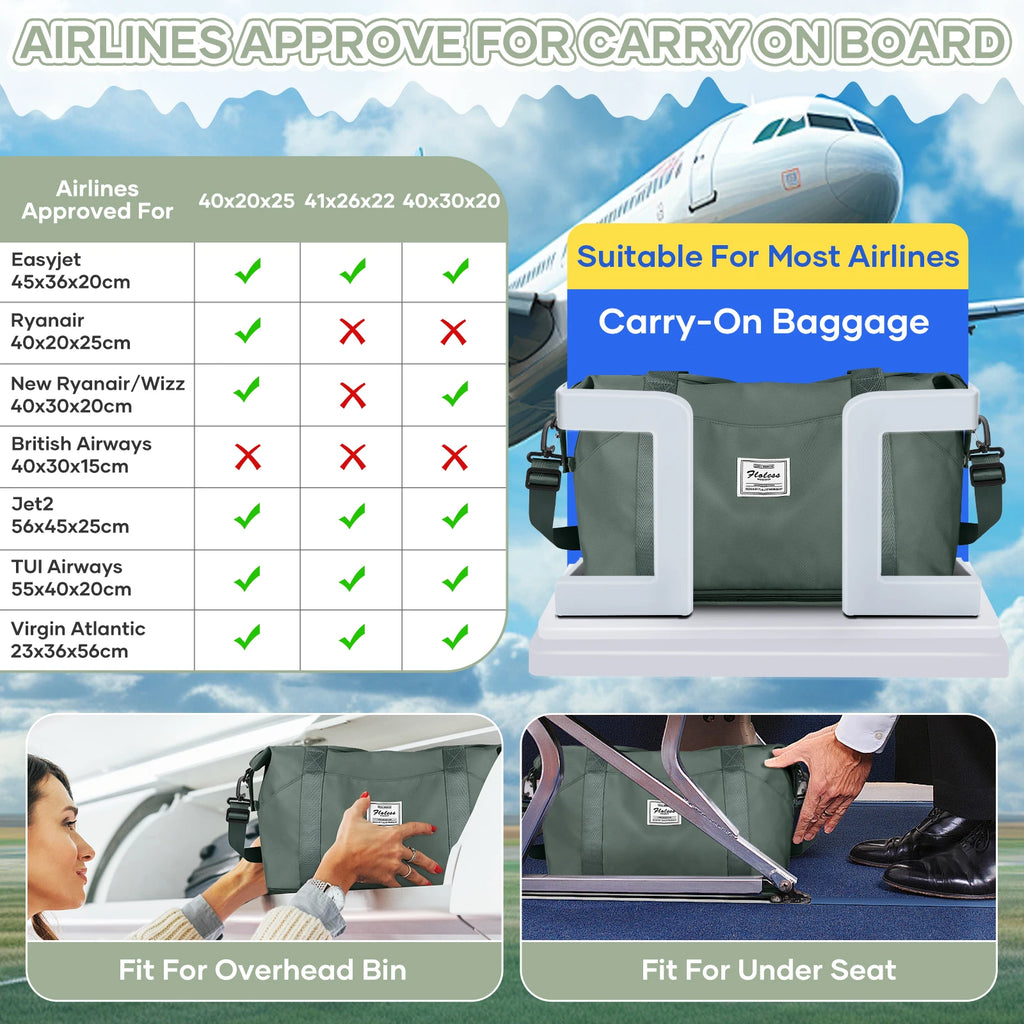 Expandable Travel Bag for Ryanair Easyjet, Hand Luggage Sport Bag Gym Bag, Large Capacity Foldable Travel Duffel Bag Weekend Bag